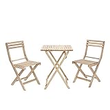 Naterial - Gartenmöbel-Set Origami - Balkon Möbel Set klappbar - 1x Tisch 55x55 cm + 2X Gartenstühle - 2 Personen - Akazie