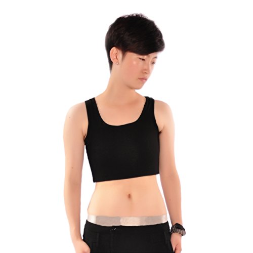 BaronHong Trans Lesbian Tomboy Gummiband Baumwolle Unterwäsche Brust Binder Tank Top (schwarz, XL)