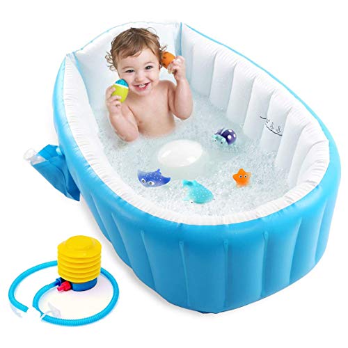 Locisne Aufblasbare Baby Badewanne Kinder Schwimmbad Jungen Air Bäder Summer Schwimmbecken, Anti-Rutsch Pool faltbar für unterwegs Baby chwimmbecken Badewannensitz Stuhl für 0-3 Jahre