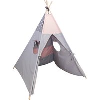 ULLENBOOM ® Tipi Zelt für Kinder Rosa Grau (Made in EU) - Tippi Kinderzelt für indoor & outdoor, 160x120 cm Teepee für das Kinderzimmer, Spielzelt aus 100% Ökotex Baumwolle