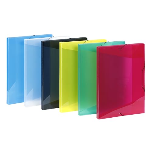 Viquel - Dokumentenmappe aus Kunststoff, transparent, mit Gummizug, A3-12 Fächer, A3, verschiedene Farben, 12 Stück