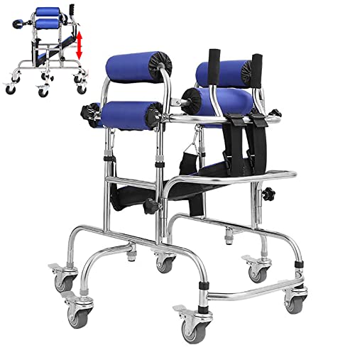 Klappgehhilfe,Gehhilfe-Stehrahmen - Universalräder mit Bremsen / 7 Stufen verstellbares/entfernbares Kissen,Kinder Zerebralparese Hemiplegie Rehabilitationstrainingsgerät