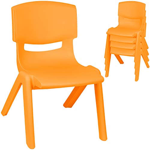alles-meine.de GmbH 4 Stück - Kinderstühle / Stühle - Farbwahl - orange - Plastik - bis 100 kg belastbar / kippsicher - für INNEN & AUßEN - 0 - 99 Jahre - stapelbar - Garten - Ki..