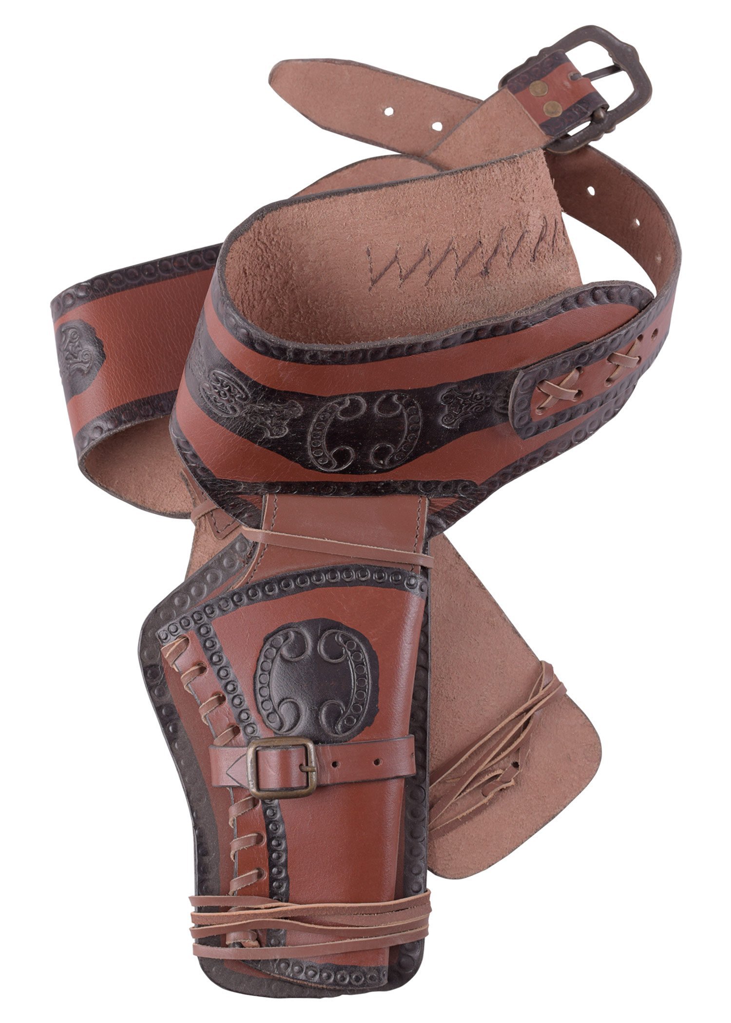 Battle-Merchant Westernholster aus Leder Revolvergürtel Revolver mit Zwei Holster Cowboy Western Pistolengürtel