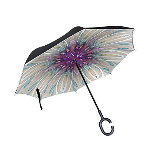 ISAOA Große umgekehrten Regenschirm windfest Double Layer, umgekehrt Faltbarer Regenschirm für Auto Regen, Außenbereich, c-Shaped Regenschirm mit Muster Mandala-Regenschirm für Männer und Frauen