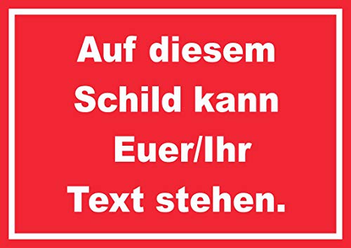 Schild mit Wunschtext waagerecht Text Weiss Hintergrund rot A1 (594x841mm)