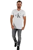 Calvin Klein Jeans Herren T-Shirt Kurzarm Core Monologo Slim Fit , Weiß (Bright White), S