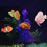 Yuehuam Künstliche Aquarium-Fische, leuchten im Dunkeln, aus Silikon, lebensecht, realistisch, beweglich, schwimmend, für Aquarien, Dekoration, 4 Stück