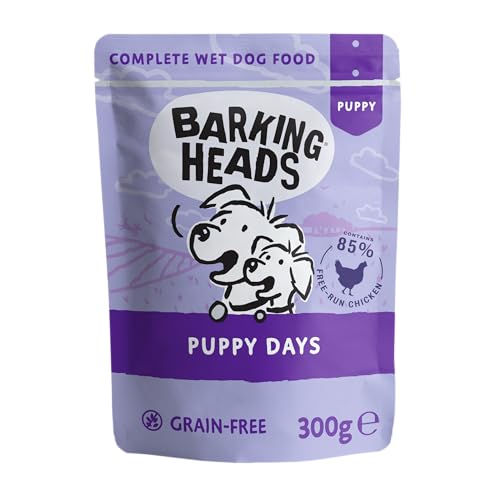 Barking Heads Puppy Days Hundefutter Nassfutter für Hunde mit 85% Natürlichem Hühnerfleisch, Ohne Künstliche Aromen, Natürliche Tiernahrung für Welpen, Hundefutter Getreidefrei (10 x 300 g)