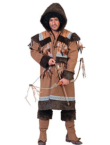 Pierro´s Kostüm Eskimo Sakari Eskimo Herrenkostüm Jacke mit Kapuze Stulpen Größe 48 50 52 54 56 58 für Karneval, Fasching, Halloween, Motto Party / Nationen, Nordländer
