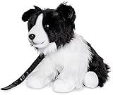 Uni-Toys - Border Collie schwarz-weiß, sitzend (mit Leine) - 26 cm (Höhe) - Plüsch-Hund - Plüschtier, Kuscheltier