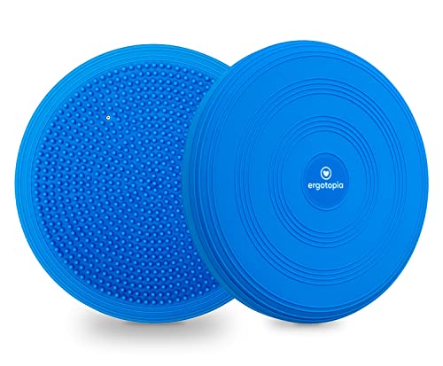 Ergotopia® Balance Kissen Beugt Rückenschmerzen vor, löst Verspannungen/Ergonomisches Ballsitzkissen inklusive Luftpumpe (Blau, 33cm)