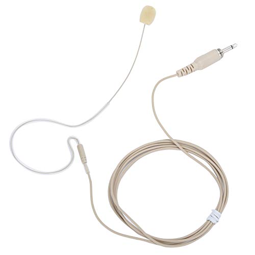 Dpofirs 3,5-mm-Jack-Single-Earhook-Mikrofon-Headset, omnidirektionales Schraubenkondensatormikrofon für Karaoke, geeignet für Sänger, Schlagzeuger, Keyboarder, Gesang, Tänzer, DJ, Ansager - Creme