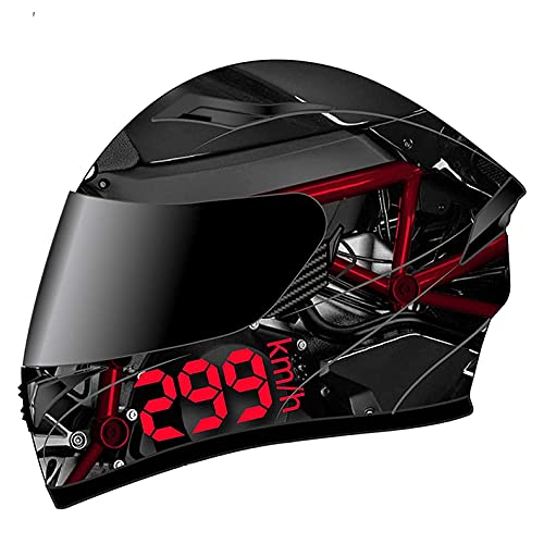 Motorrad Helm Integralhelme mit Doppelvisier ECE-zertifizierter Full face Motorrad Helm für Erwachsene Männer Women Geeignet für alle Jahreszeiten B,XXL