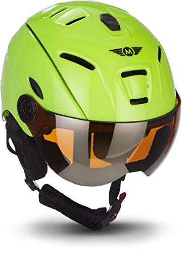 MOTO Helmets K96 · Ski-Helm Snowboard · Damen & Herren · EN-1077 Zertifiziert (Neon, M (55-58cm))