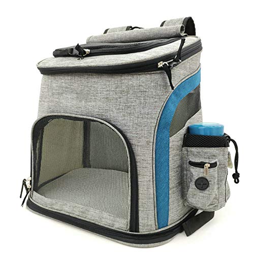 VIGAN Mesh Dog Bag Atmungsaktiver Hunderucksack Cat-Tragetasche mit großer Kapazität Pet Carrier (Grey-Blue)
