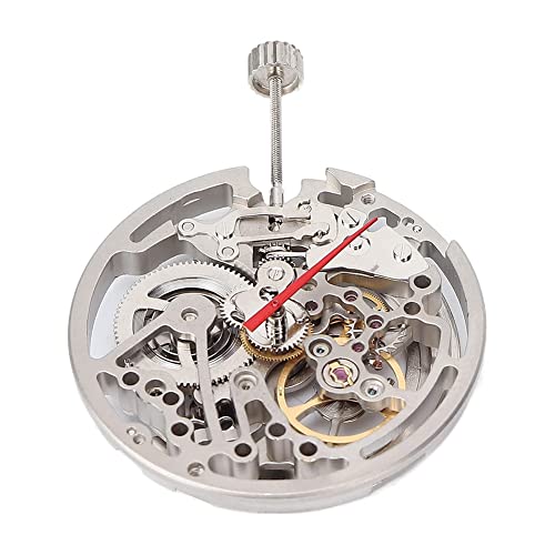 LOLPALONE Automatisches, hohles Uhrwerk zum Selbermachen, automatisches hohles Uhrwerk mit Kunststoff-Aufbewahrungsbox für Altteil-Ersatz, silber
