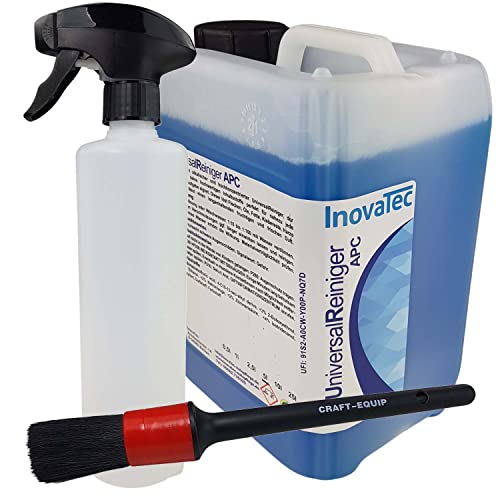 Craft-Equip KFZ Reinigungs-Set bestehend aus InovaTec Universalreiniger (APC) 5 Liter inklusive Sprühflasche und Pinsel