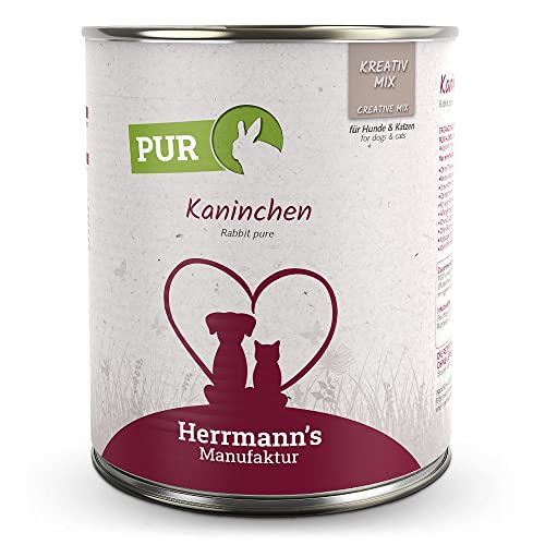 Herrmann's - Kreativ-Mix Kaninchen | Reinfleisch - 6 x 800g - Nassfutter - Für Hund & Katze