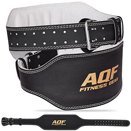 AQF Gewichthebergürtel Leder 6" Lendenwirbelstütze Gepolsterte Fitness-Gürtel mit Stahlrollenschnalle Geeignet Für Gym, Krafttraining, Bodybuilding (M)