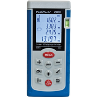 PeakTech Profi Laser- Entfernungsmessgerät 0,05M ... 60 M - mit Beleuchteter LCD-Anzeige und Wasserwaage, 1 Stück, P 2801