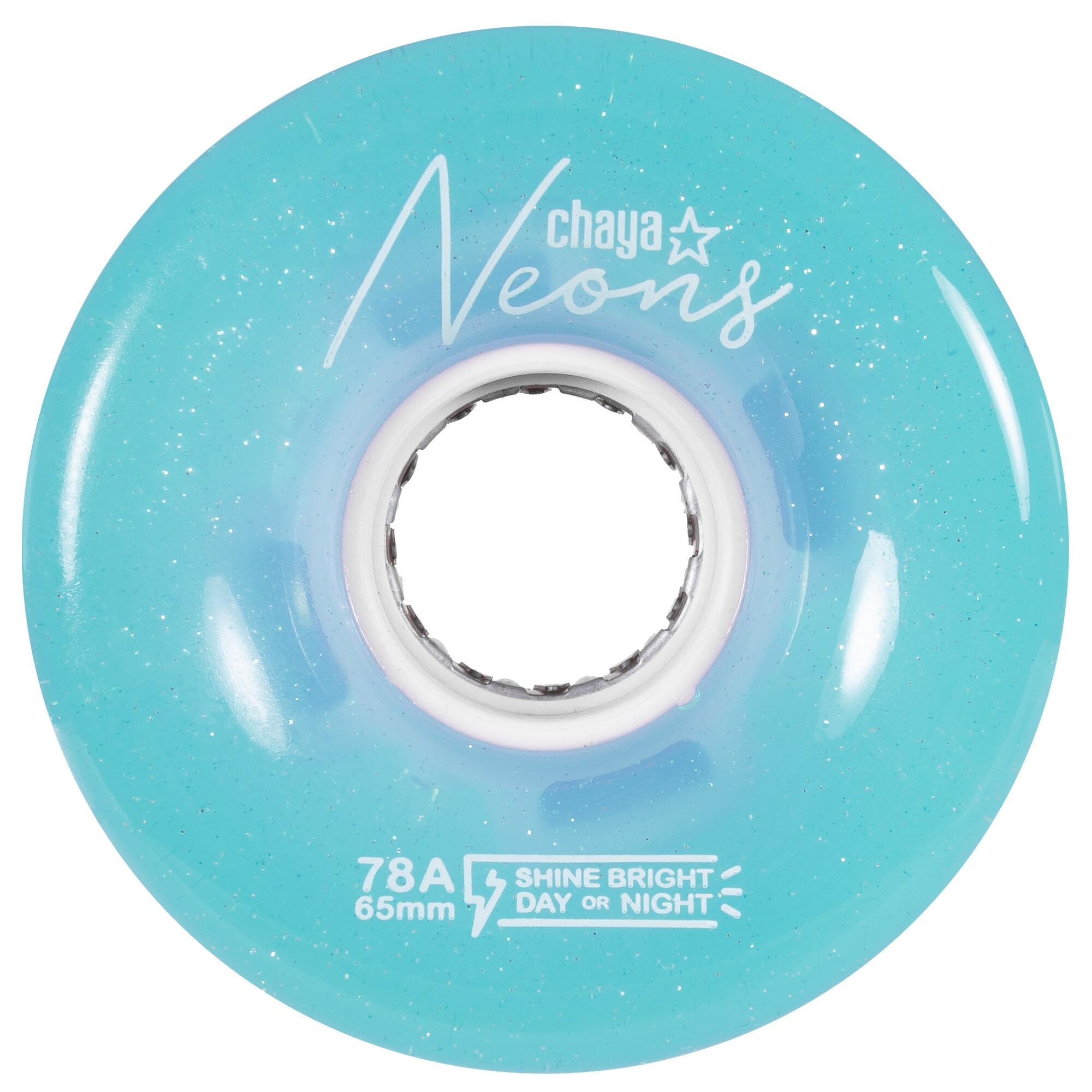 Chaya Roller Skate Rolle Neon LED blau, 65mm*38mm / 78A, Outdoor Elite Performance, 4er-Pack