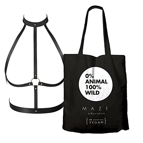 Bijoux Indiscrets - MAZE - H Harness Black - Harness - 100% Regulierbar - Zubehör für Bondage Spiele - Recycelte Materialien - Doppelt verwendbares Harness - Inkl. Baumwolltasche