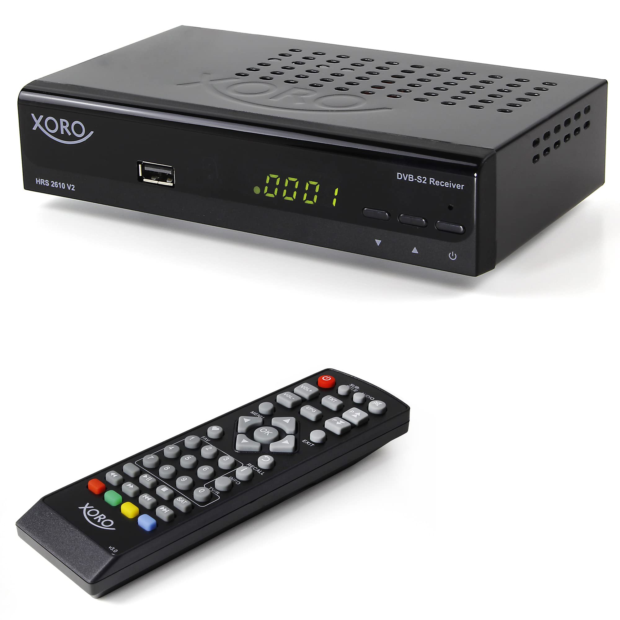 XORO HRS 2610 - Digitaler Satellitenreceiver mit HDMI & SCART Anschluss, LAN, Unicable tauglich, USB 2.0 Mediaplayer, ASTRA 19.2 Senderliste vorprogrammiert