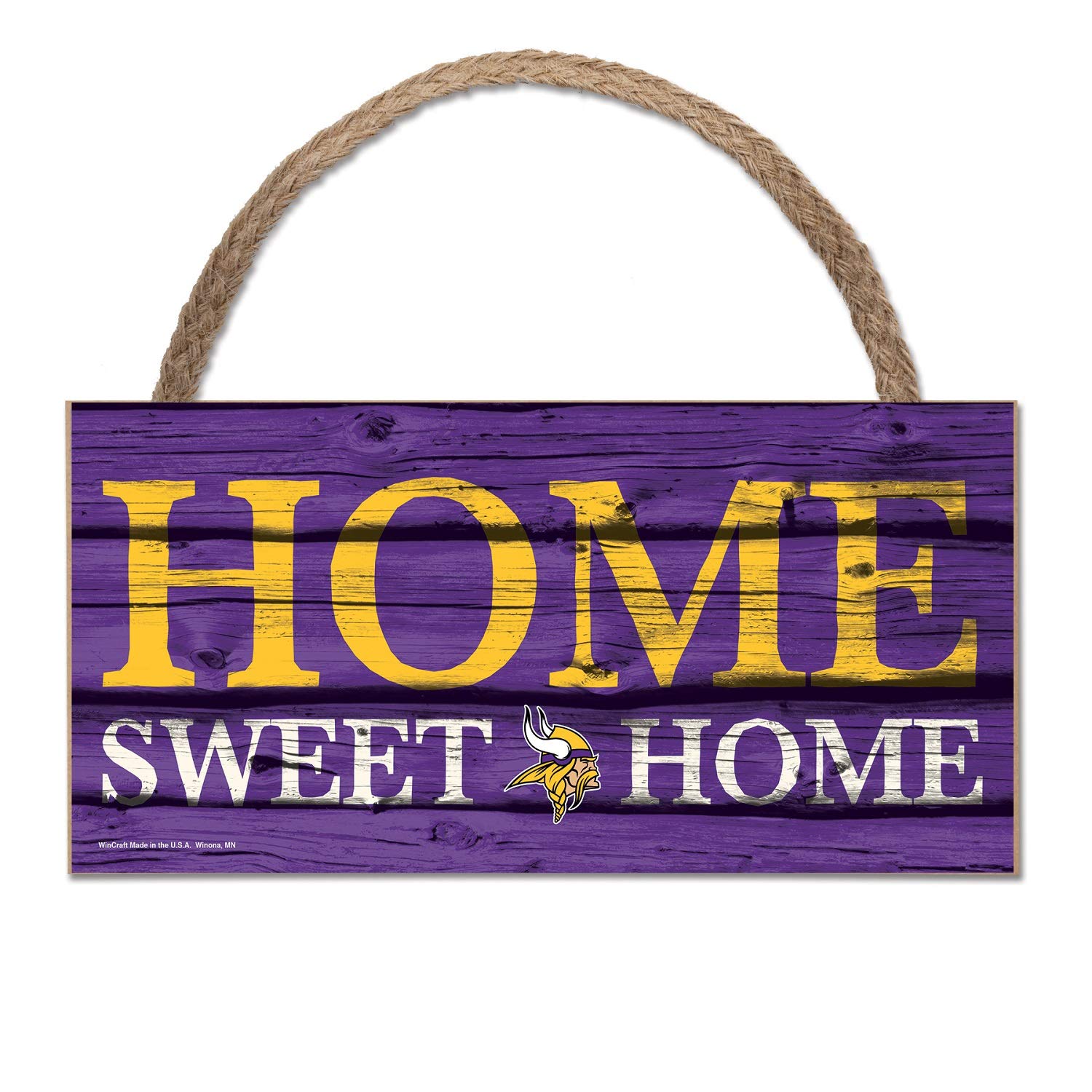 Wincraft NFL Schild aus Holz Minnesota Vikings Holzschild Wood Slogan Home Sweet Home