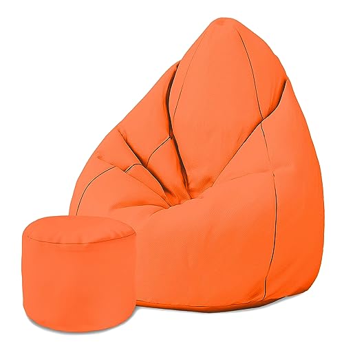 DreamRoots Sitzsack Kinder 70x70x105cm - Oxford Stoff 220 gr/m2 Wasserdicht - Sitzsack mit Lehne und Hocker und Bezug - Sitzkissen Boden - Chill Sack - Sitzsack mit Füllung - Kinder Sitzsack