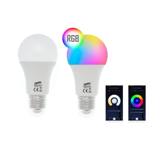 JANDEI - Intelligente LED-Glühbirne A60 E27, 9 W, WIFI-Steuerung, dimmbares RGB + CCT, kompatibel mit Tuya Smart App, Smartlife, Amazon Alexa und Google Home, reduzierter Verbrauch (1 EINHEIT)