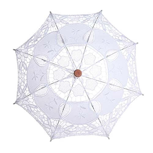 Hochzeits-Spitze-Regenschirm, Sonnenschirm Sun-Regenschirm-modernes Mädchen-Regen-Regenschirm-Foto, das Dekoration macht(Weiß L Größe)