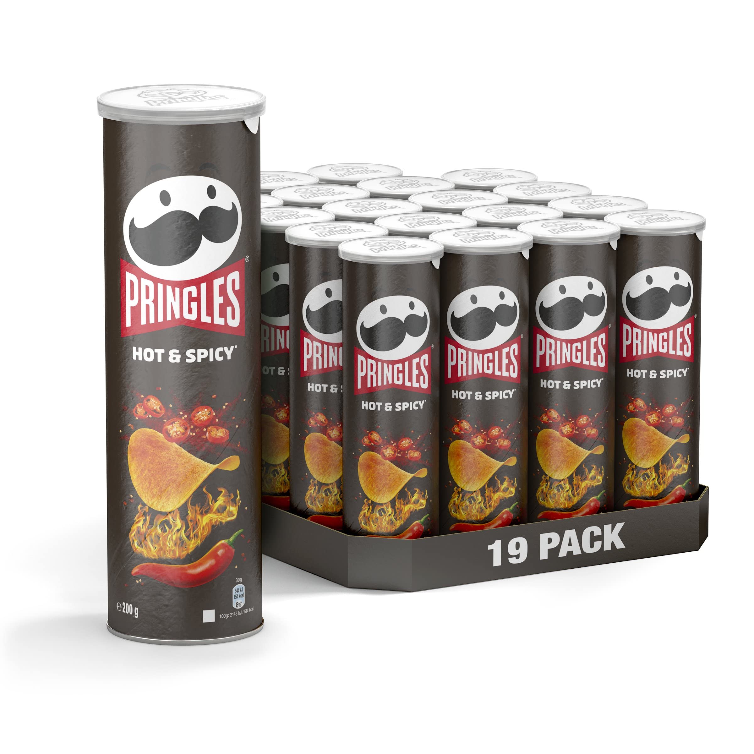 Pringles Hot & Spicy | Scharfe Chips | 19er Vorratspackung (19 x 185g)