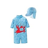 Cartoon Scarlet Boy Sonnenschutz Badeanzug + Badekappe Set 2-7 Jahre Alter Junge Hot Spring Badeanzug Badebekleidung für Kinder - Blau + 7T