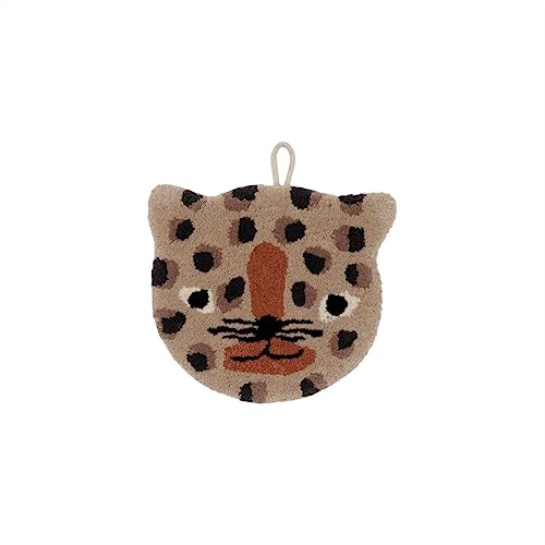 OYOY Mini Wandteppich für Kinder - Leopard Miniature Wallhanger - Wandbehang Kinderzimmer Deko aus Wolle-Baumwolle-Mix mit Leoparden Motiv - L:24 x B:28,5 x H:1,5 cm - M107355