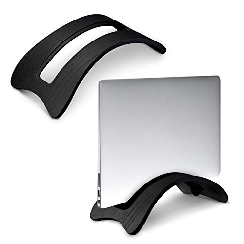 kalibri Laptop Ständer Notebook Stand - Halterung aus Holz 3X Silikoneinsatz für MacBook Air/Pro/Pro Retina/Tablet iPad - Eichenholz Schwarz