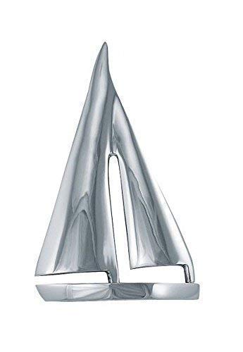 linoows Messing Segelyacht, Schreibtischdeko, Segelboot Messing verchromt 19 cm