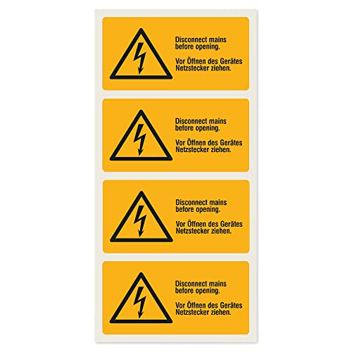 Labelident Warnaufkleber - Warnung elektrische Spannung - 74 x 37 mm - 100 selbstklebende Warnzeichen in 1 Packung, Polyester