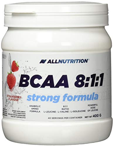 ALLNUTRITION BCAA 8:1:1 Starke Formel für bessere Muskeleffizienz Nach dem Training - Regeneration Tägliches Diätelement Gesunde Ergänzung - Trainingsunterstützung 400 g Erdbeere