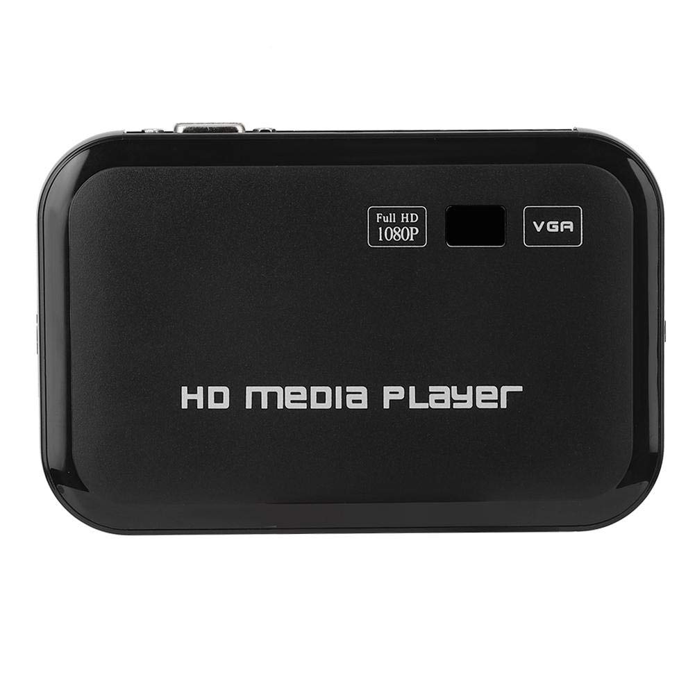 HD Media Player, HDMI-Anschlüsse 1080P Tragbarer Full-HD-Digital-Player, Wiedergabe von Videos und Fotos mit USB-Laufwerk/SD-Karten/externen Geräten, HDMI/AV/VGA-Ausgang(EU-Stecker)
