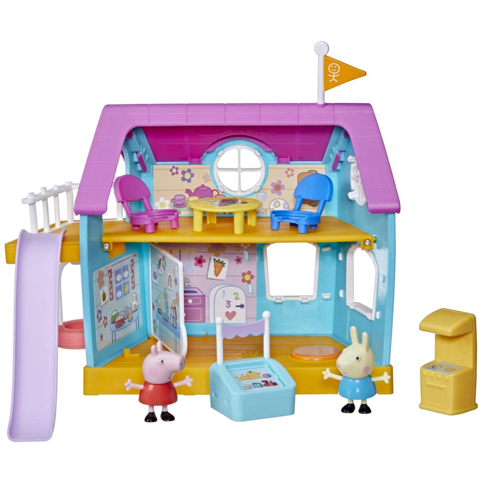 Peppa Pig Peppas Kinder-Clubhaus, Vorschulspielzeug mit Soundeffekten, enthält 2 Figuren und 7 Accessoires, ab 3 Jahren