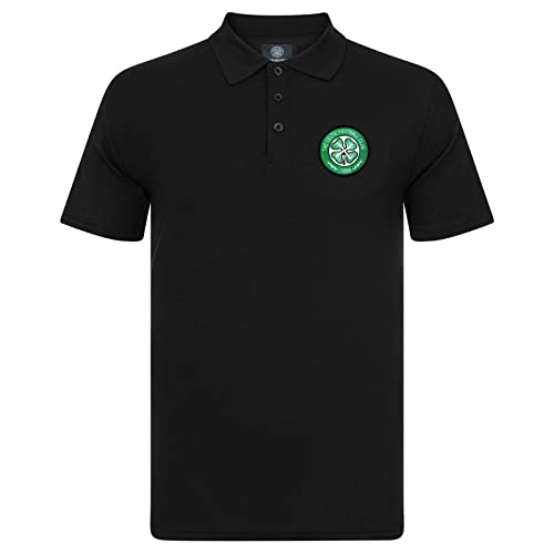 Celtic Glasgow Herren Polo-Shirt mit Wappen - Fußball - Schwarz - EIN Wappen - XXL