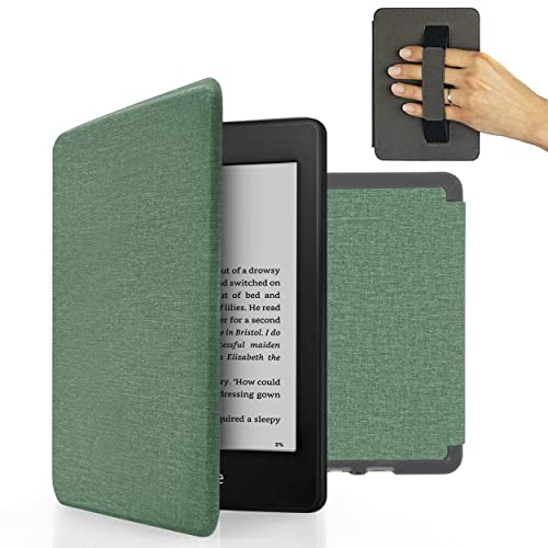 MyGadget Hülle für Amazon Kindle Paperwhite 10.Generation (Modell 2018 - PQ94WIF - 6 Zoll) mit Handschlaufe & Auto Sleep / Wake Funktion - Flip Case in Türkis