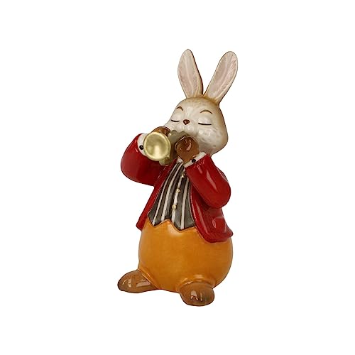 Goebel Hase Figur Eifriger Trompeter, aus Steingut hergestellt, Maße: 4 x 6 x 8 cm, 66-845-77-1