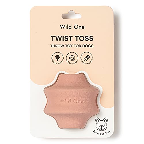 Wild One Twist Toss Hundespielzeug 100% Naturkautschuk, Spaß zu kauen, langlebig für alle Rassen, Apportierspielzeug, Leckerli-Spender rosa