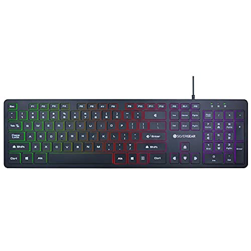 Silvergear Gaming Tastatur, RGB Beleuchtung, QWERTY, Flache Tasten