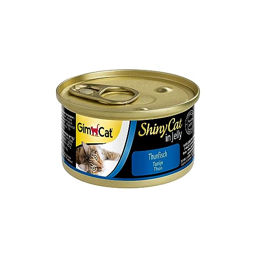 GimCat ShinyCat Thunfisch in Gelee - Nassfutter mit Fisch und Taurin für Katzen, 24 x 70 g