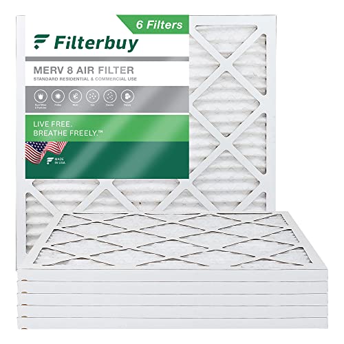 FilterBuy 25x25x1 MERV 8 Plissee AC Ofen Luftfilter (6 Filter), 25x25x1 - Silber