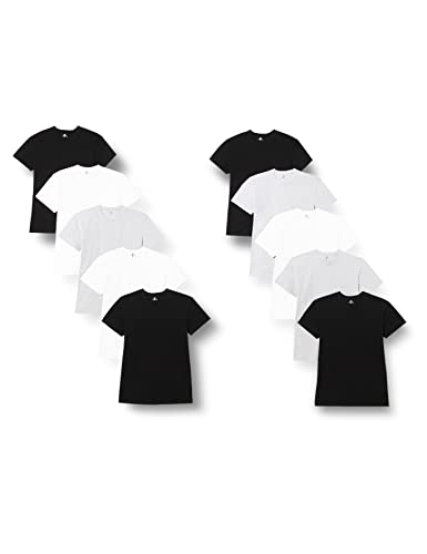 Lower East LE105_10 T-Shirt, Schwarz/Weiß/Hellgrau Melange, S, 10er-Pack