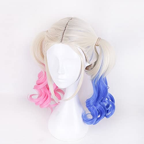 ydound Anime Coser Wig Harleen Quinzel Suicide Squad Joker Wig Cosplay Kostüm Harley Quinn Frauen Synthetik Hair Halloween Party Wigs + Perücke